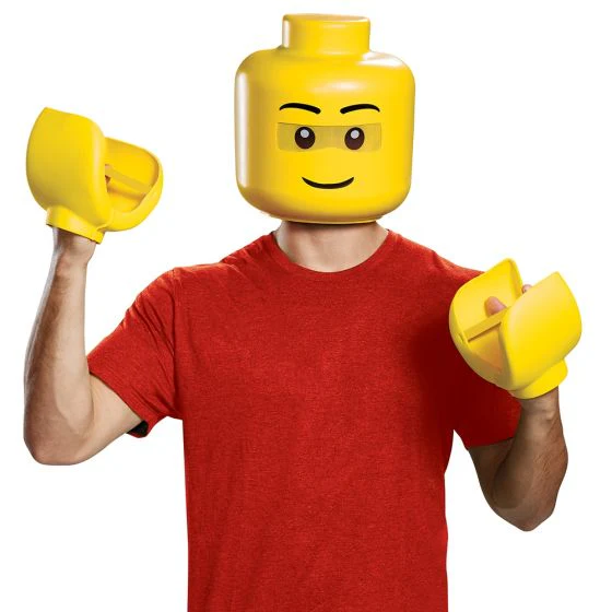 Adults Iconic Lego Mask & Hands Costume Kit - Image 2