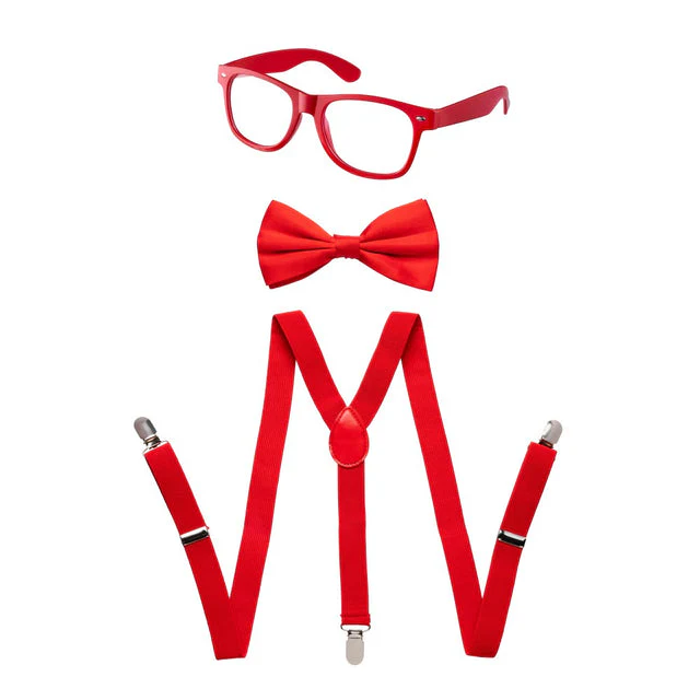 Adults/Teens Neon Suspender, Bowtie, & Glasses Accessory Set - Image 6