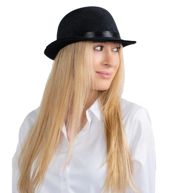 Black Derby Bowler Hat - Image 3