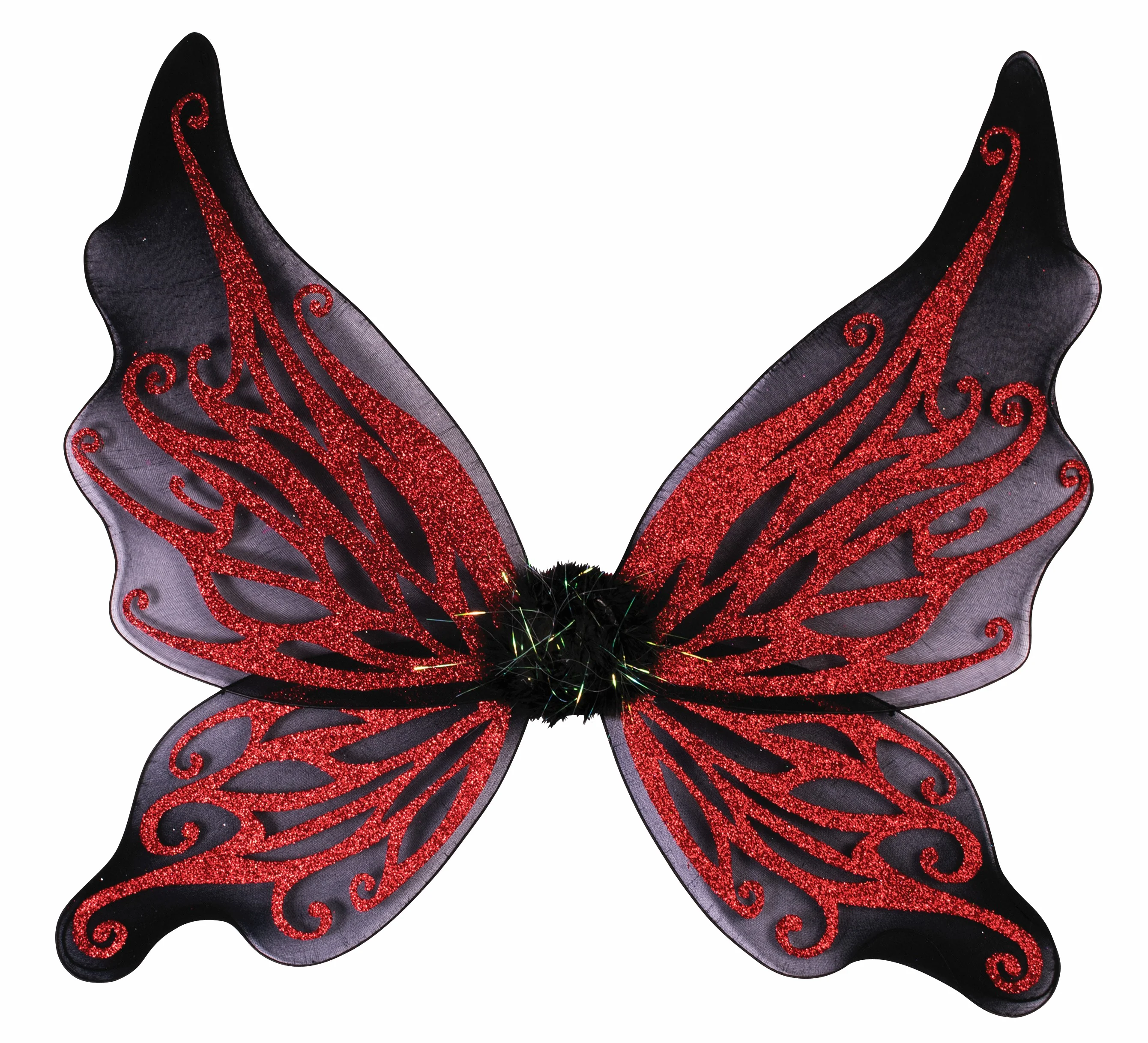Black with Red Glitter Wings Costume Accessory