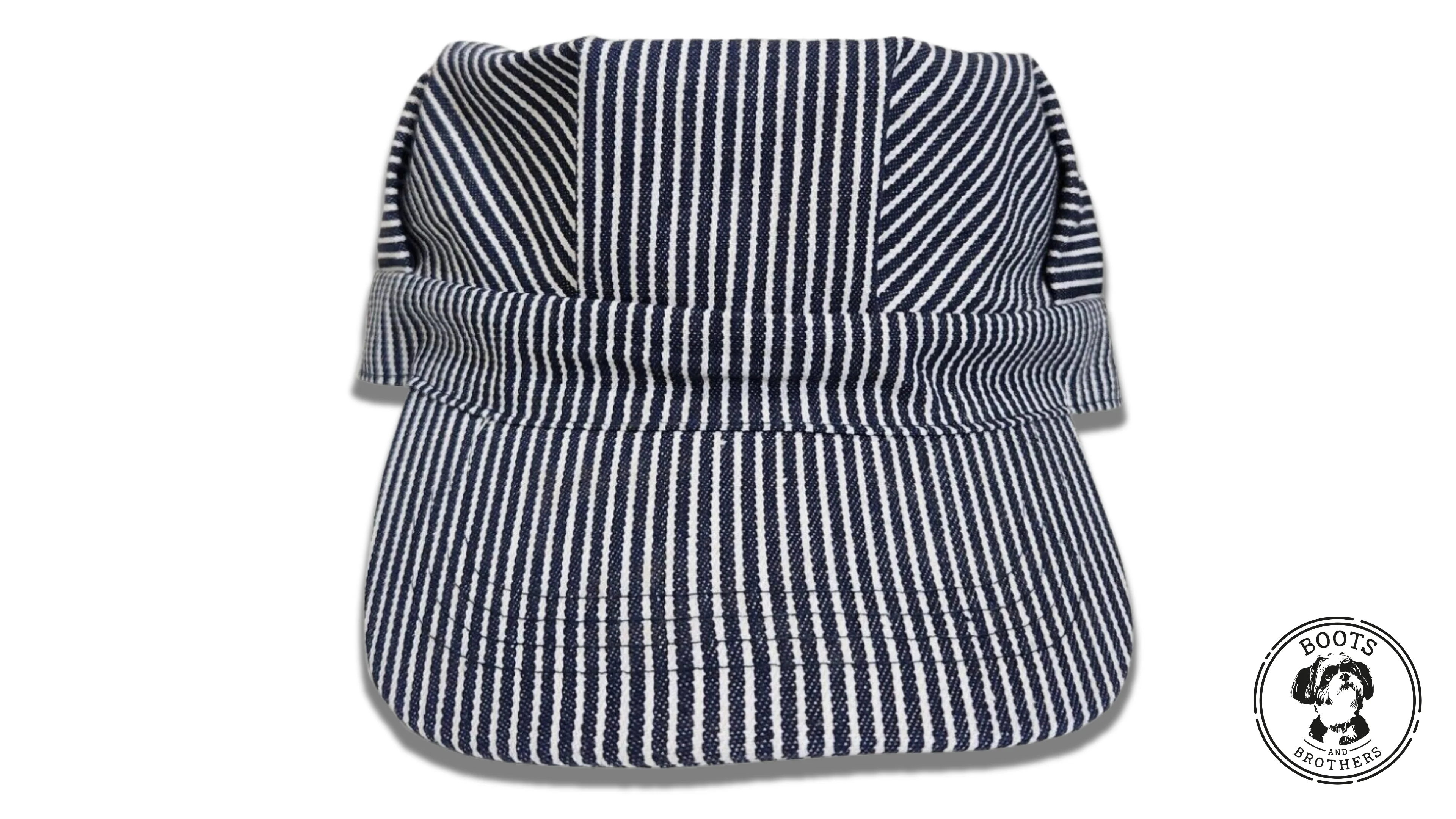 Blue Hickory Striped Train Conductor Engineer Hat - Image 4