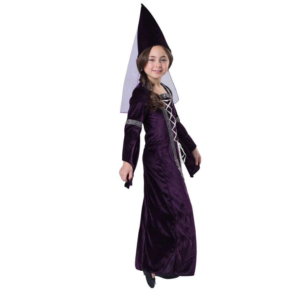 Girls Purple Medieval Princess Costume - Image 3