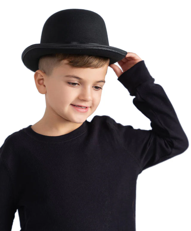 Kids Black Derby Bowler Hat - Image 2