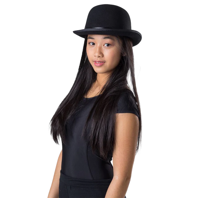 Kids Black Derby Bowler Hat - Image 3