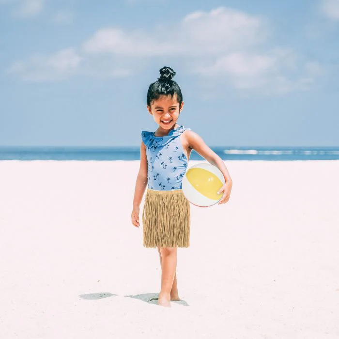 Kids Natural Tan Raffia Mini Hula Skirt - Image 2