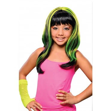 Kids Neon Streaks Wig - Various Colors - Image 4