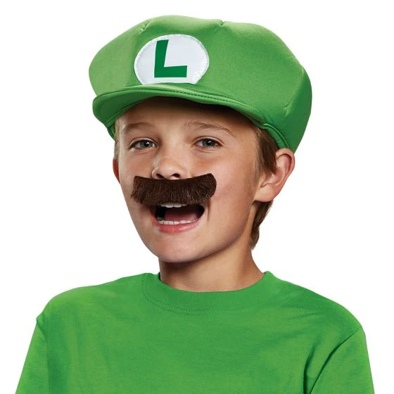 Kids Nintendo Luigi Costume Hat & Mustache - Image 2
