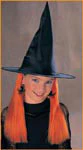 Kids Orange Hair Witch Hat