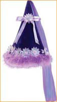 Kids Purple Princess Conical Hat with Flowers