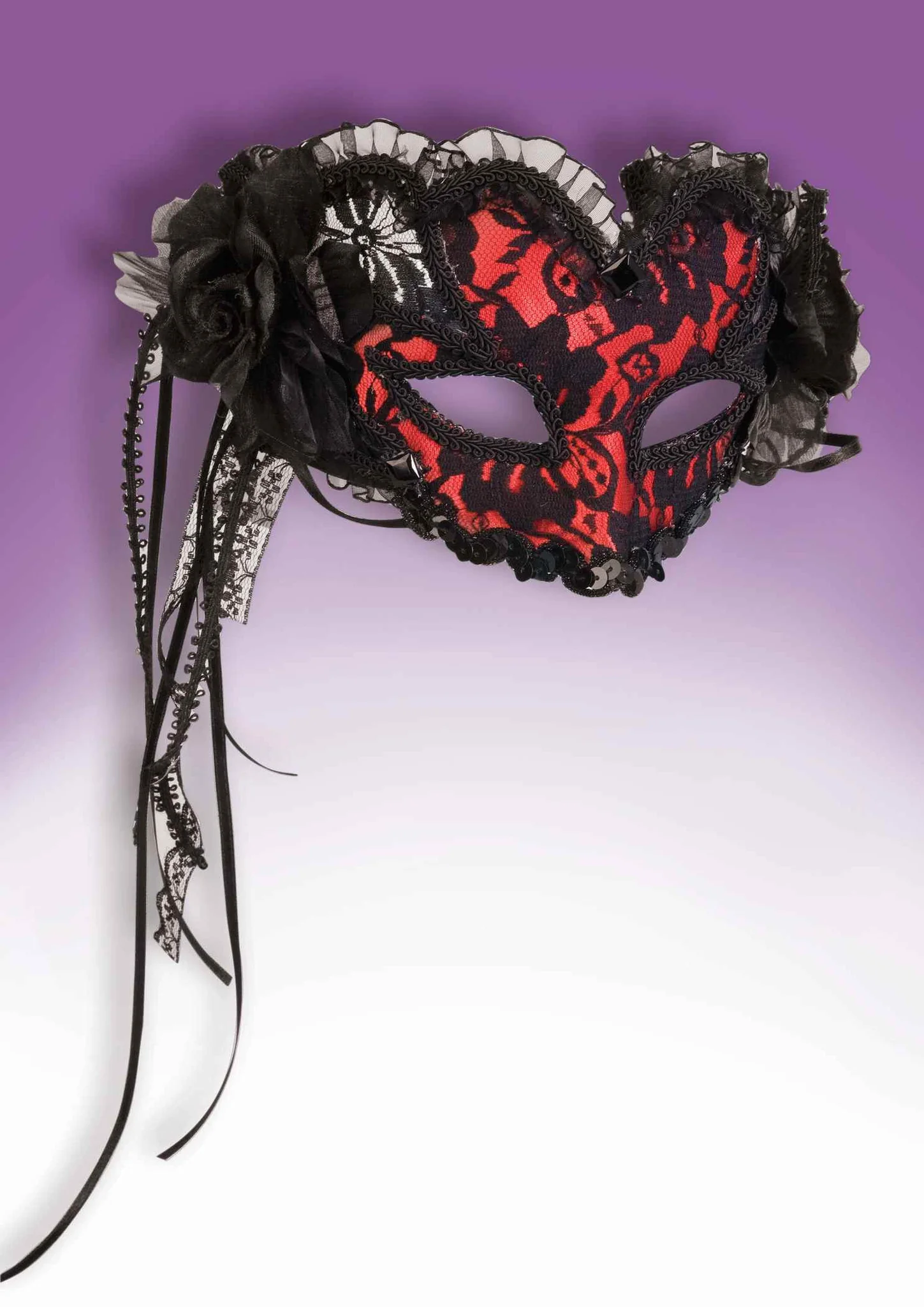 Lace Halloween Eye Masks Rd/Black Mask