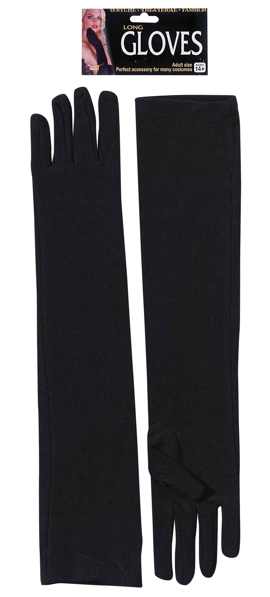 Long Costume Gloves Black Nylon