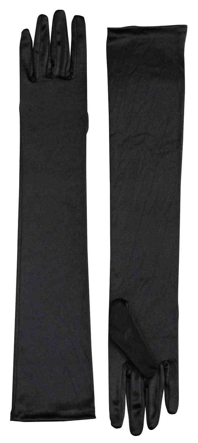 Long Satin Costume Gloves Black