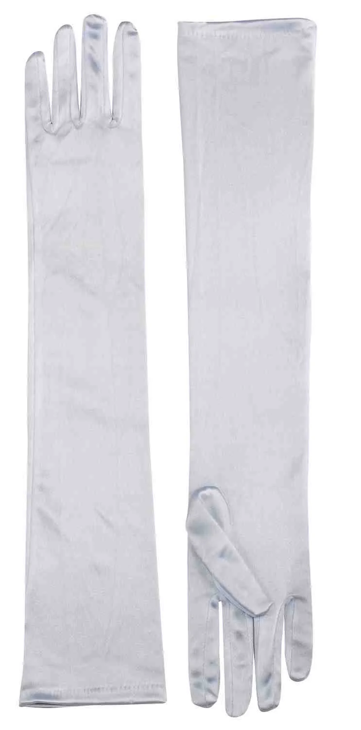 Long Satin Costume Gloves White