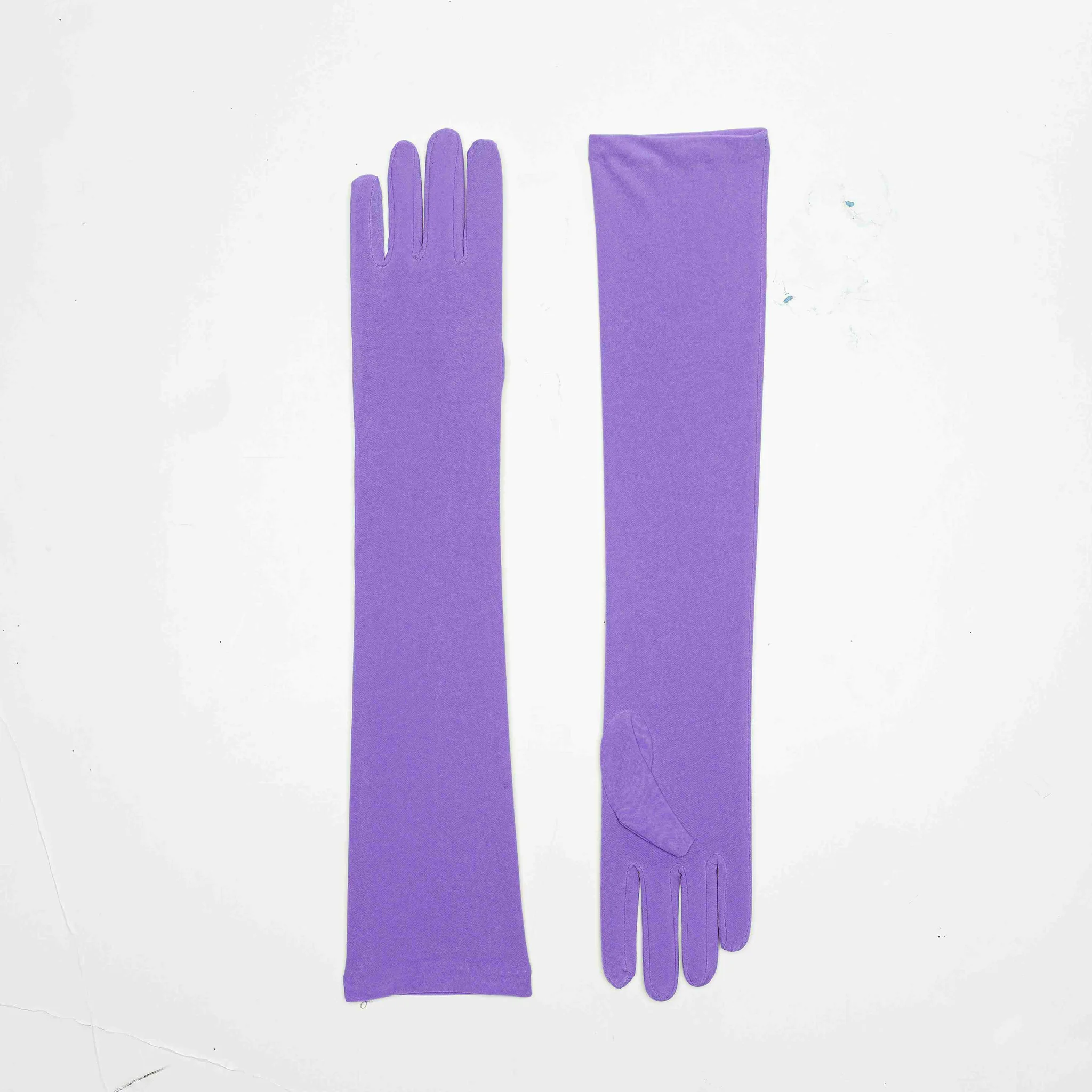 Long Satin Purple Gloves