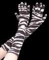 Long Zebra Print Velvet Gloves