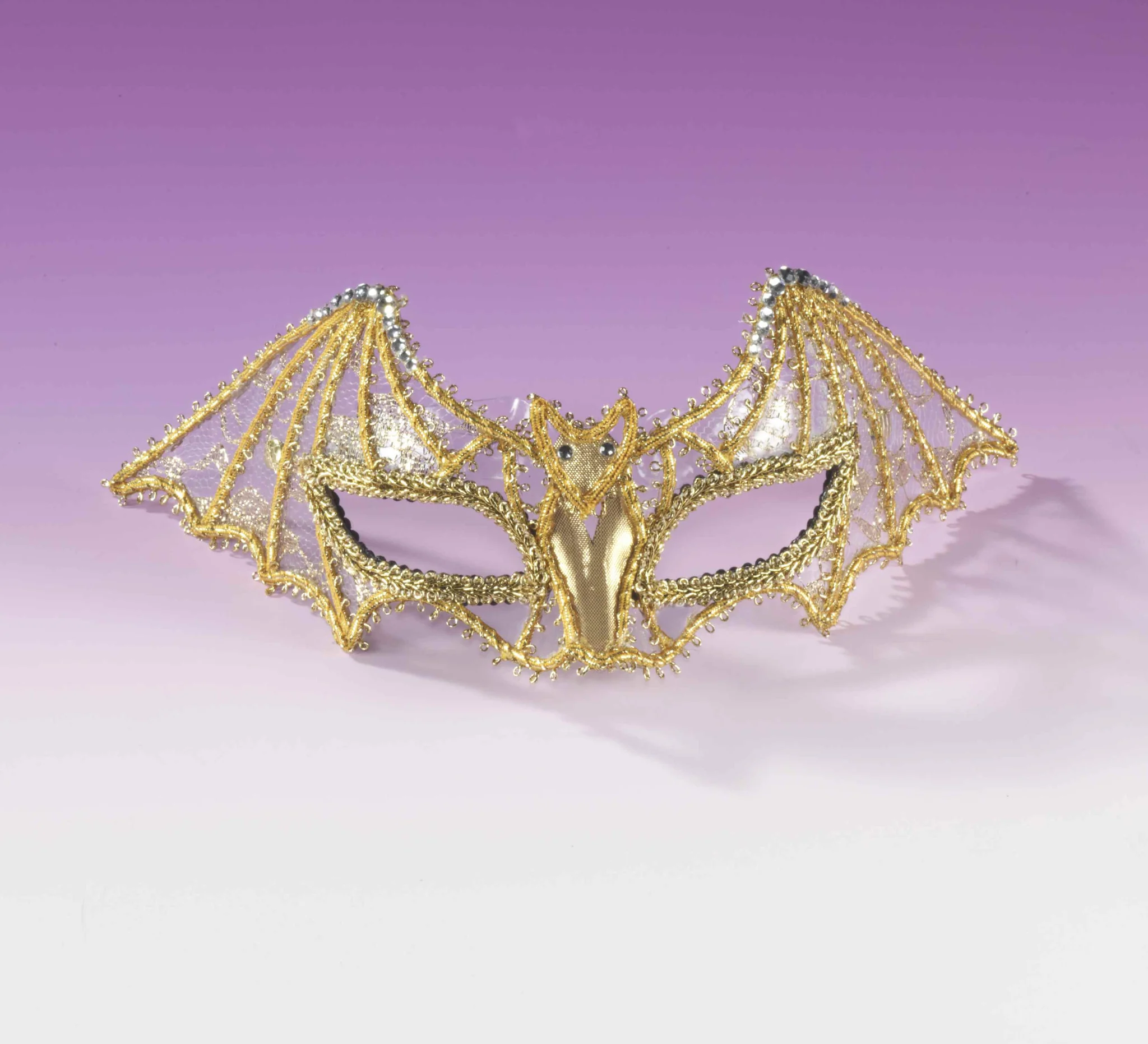 Mardi Gras Gold Lace Bat Eyemasks