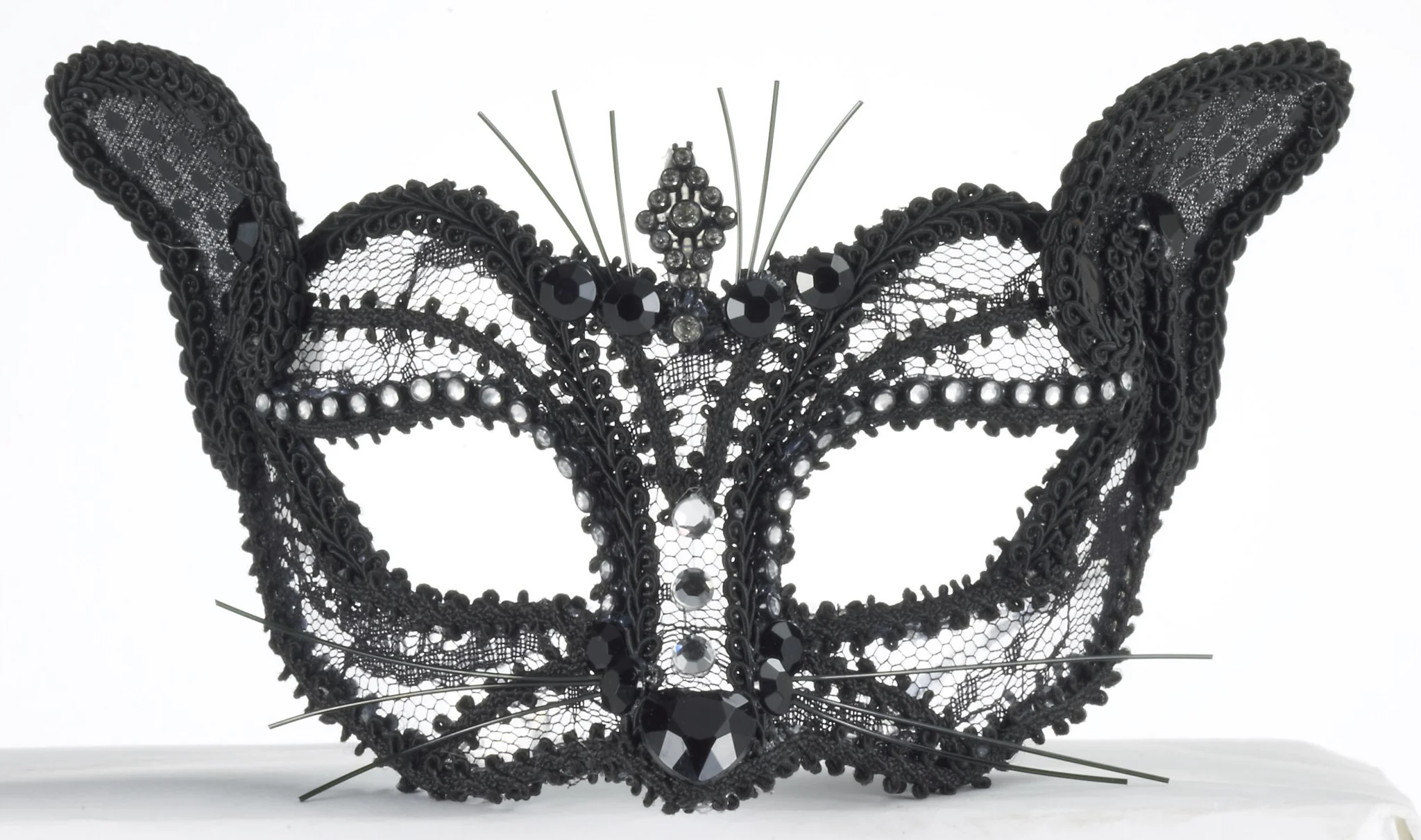 Mask-Half Lace Cat/Glasses-Black