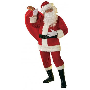 Mens Soft Velour Santa Suit