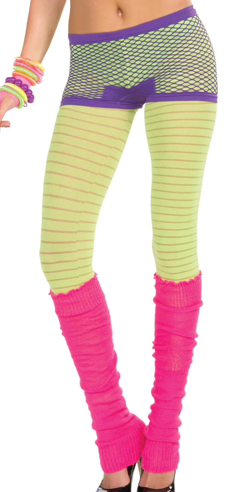 Neon Fishnet Boy Shorts-Purple