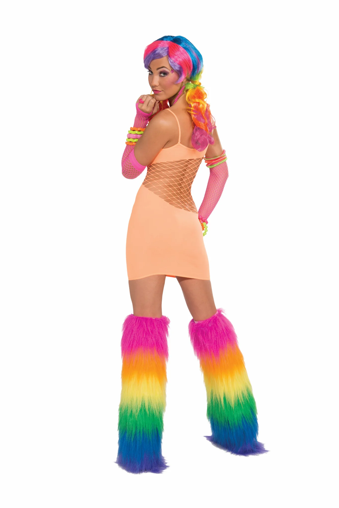 Neon Orange Fishnt Swtheart Dres