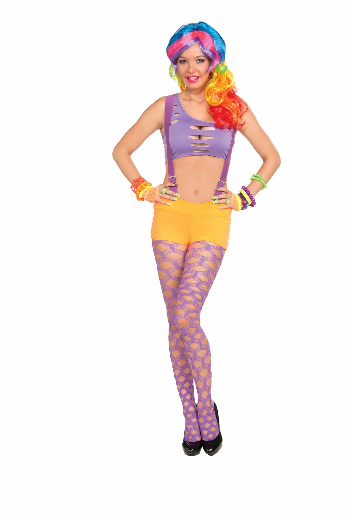 Neon Wide Fish.Pantyhose-Purpl