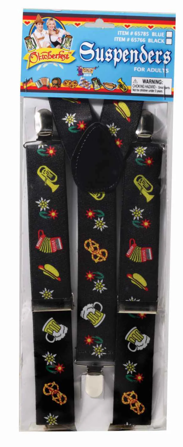 Oktoberfest Costume Suspenders Black