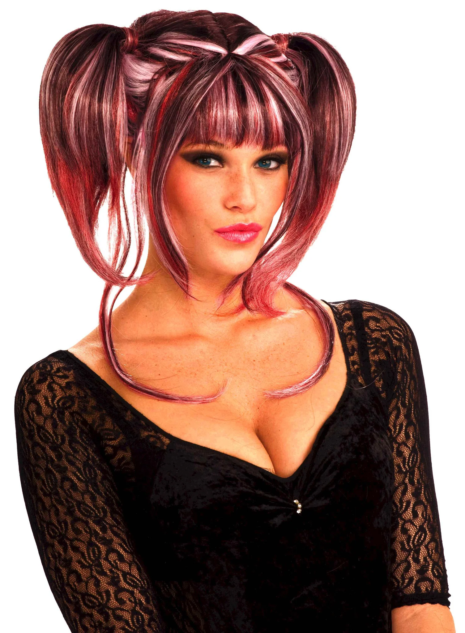 Punk Pig Tails Halloween Wig Pink/Blonde