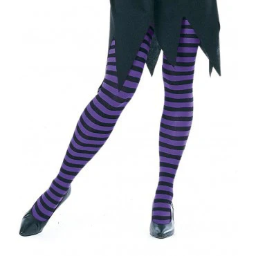 Purple and Black Striped Tights