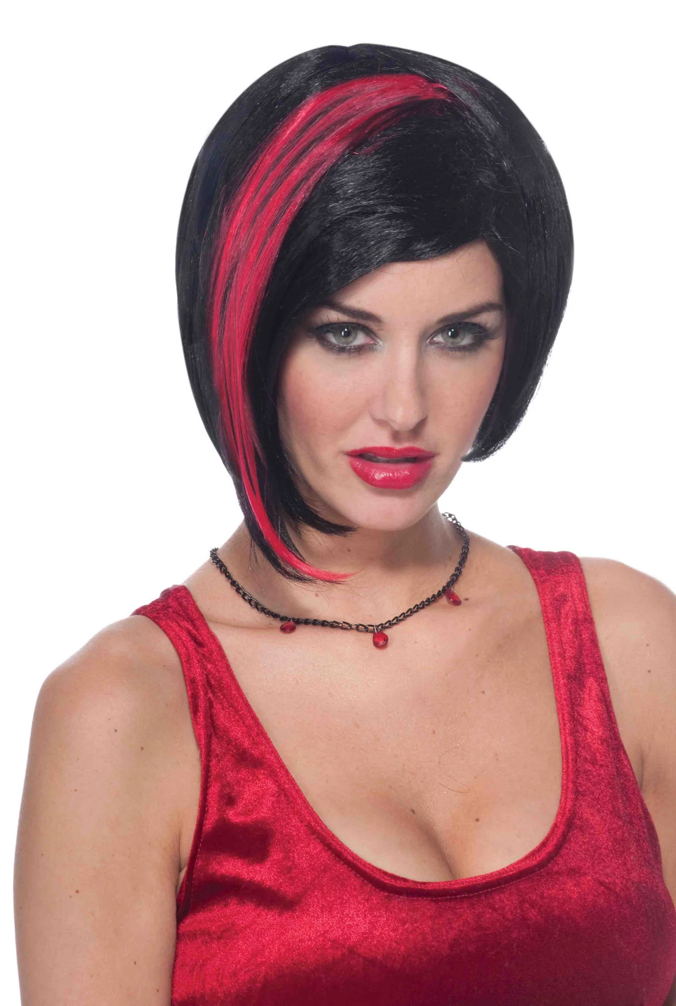 Red/Black Vamp Woman Bob Wig