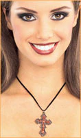 Red Gothic Cross Necklace