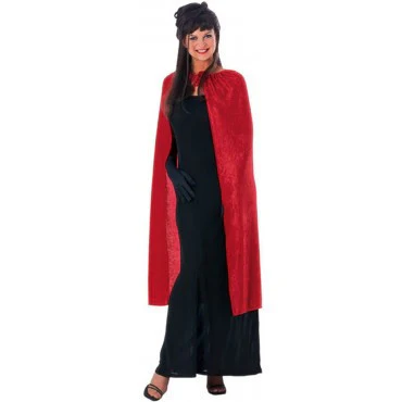 Red Panne Velvet Cape
