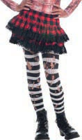 Ripped Black & White Striped Tights
