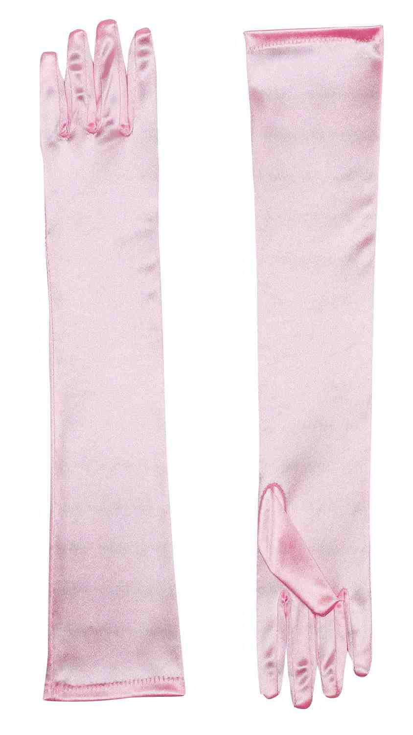 Satin Costume Gloves Long Pink
