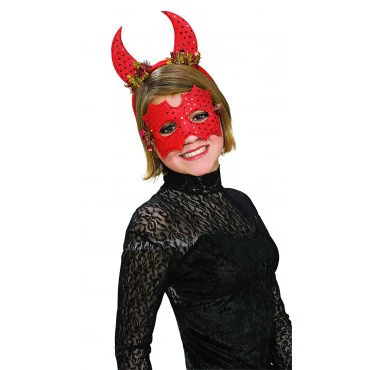 Sequin Devil Eyemask and Horns Set