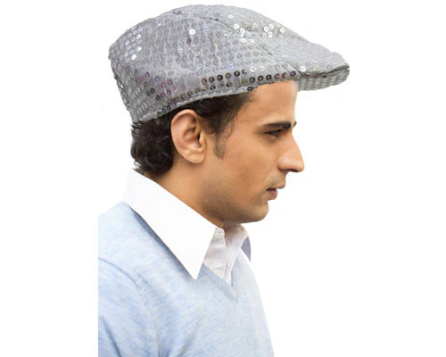 Sequined Flat Newsboy Cap - Various Colors - Image 3