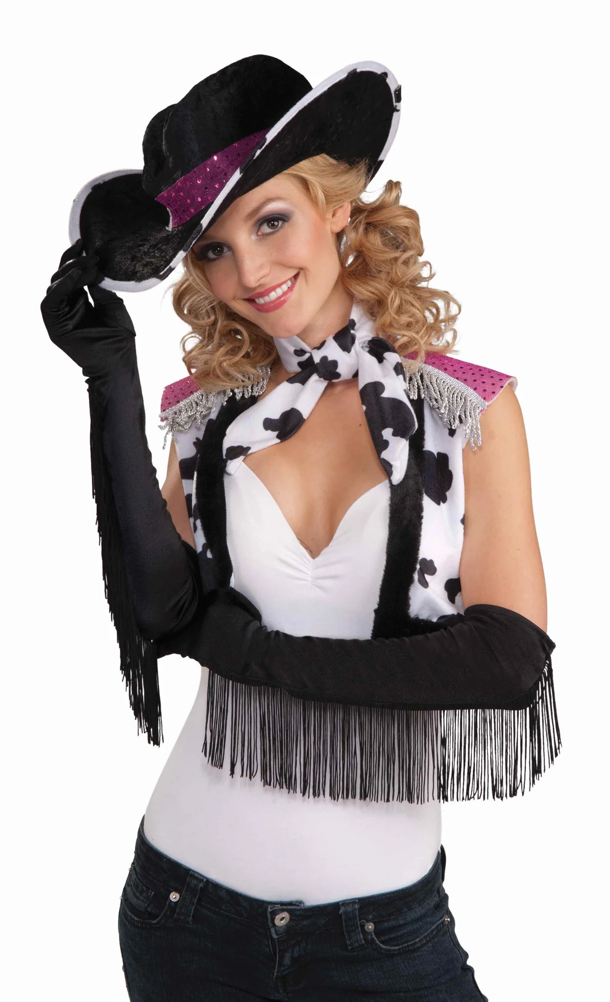 Sexy Fringe Costume Gloves Black