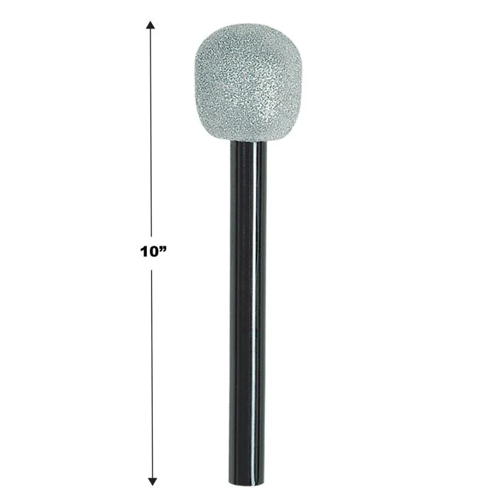 Silver and Black Glittered Microphone Costume Prop Accessory - Image 2