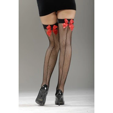 Spider Bow Fishnet Thigh Highs
