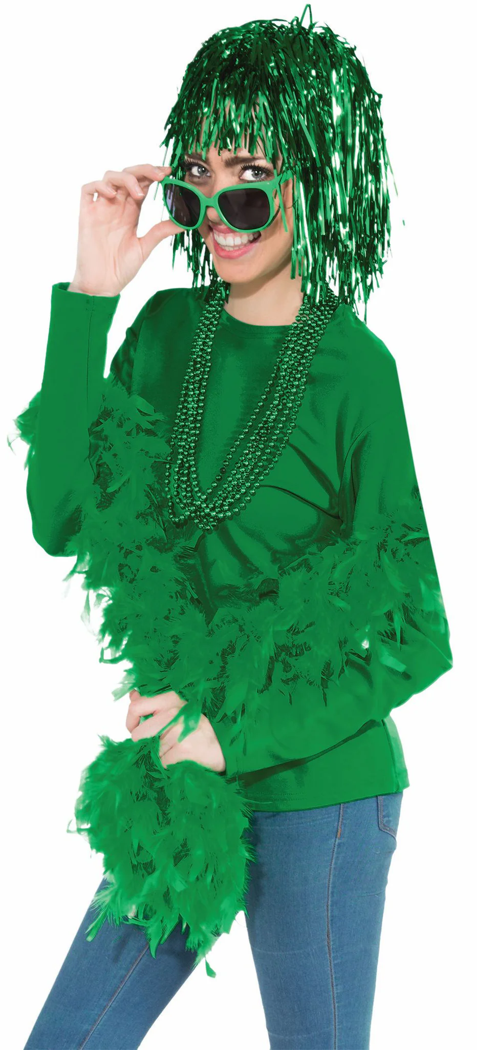 St Patricks Day Wig Green Tinsel Wigs