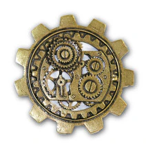 Steam.Bronze Lrg Gear Brooch