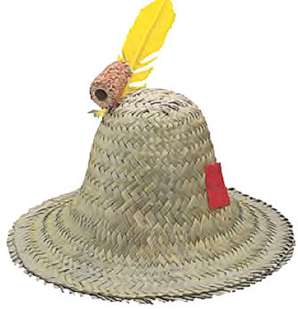Straw Farmer Hillbilly Harvest Hat with Corncob Pipe Costume Accessory