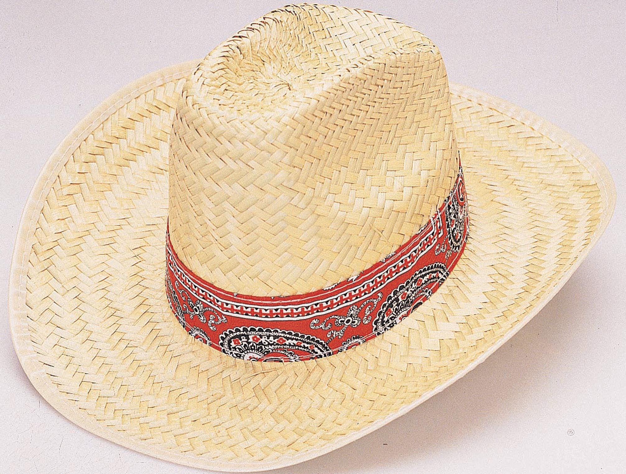 Straw Western Hat with Bandanna