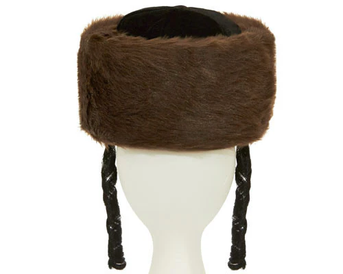 Tall Jewish Shtreimel w/ Side Locks - Brown or White