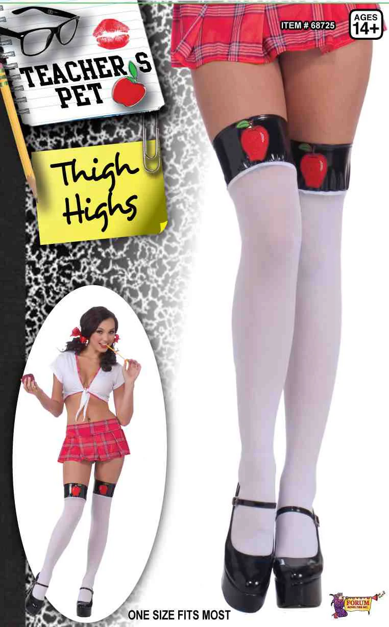 Teacher's Pet-White Thigh High