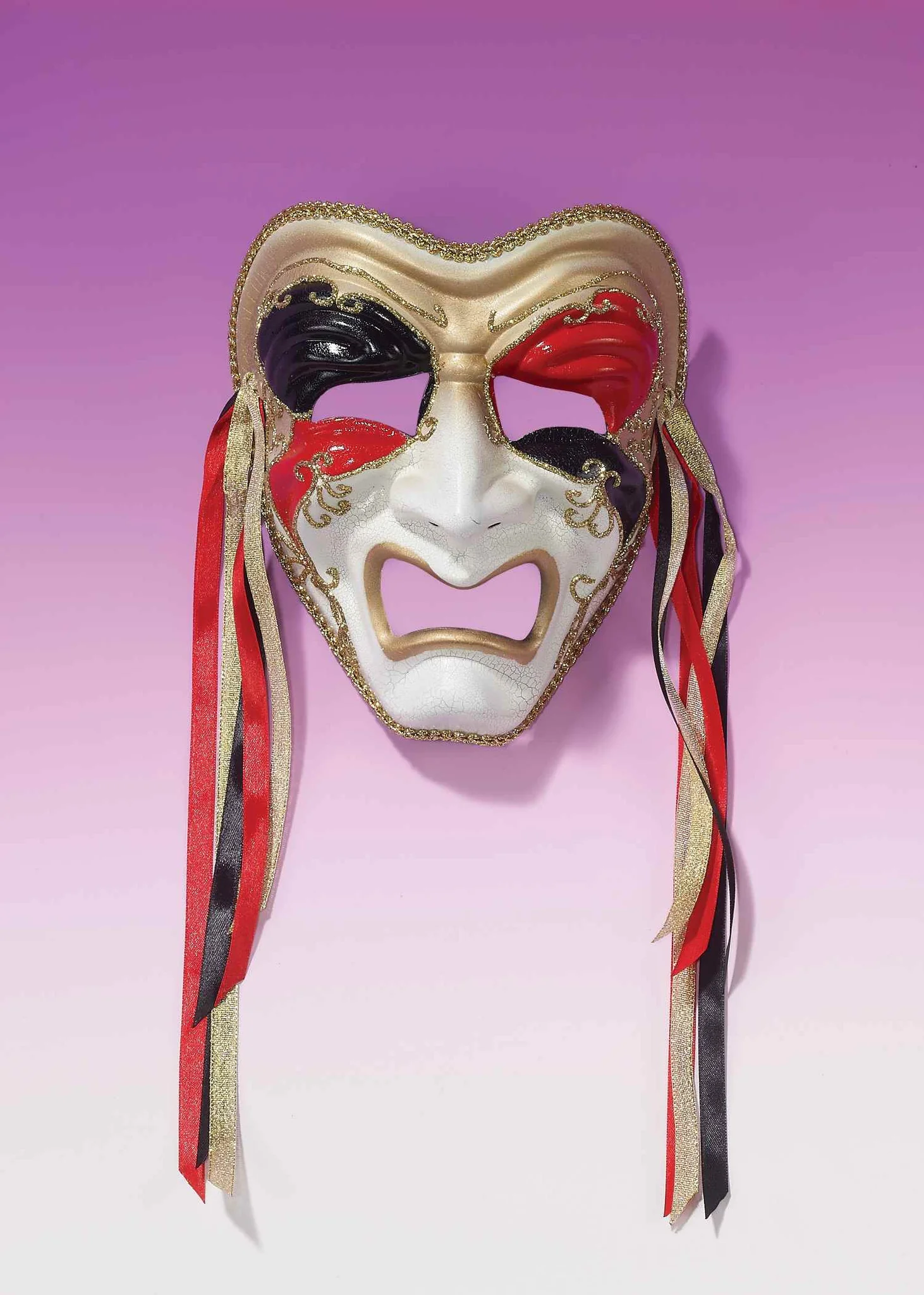 Tragedy Masks Three Color with Ribbons