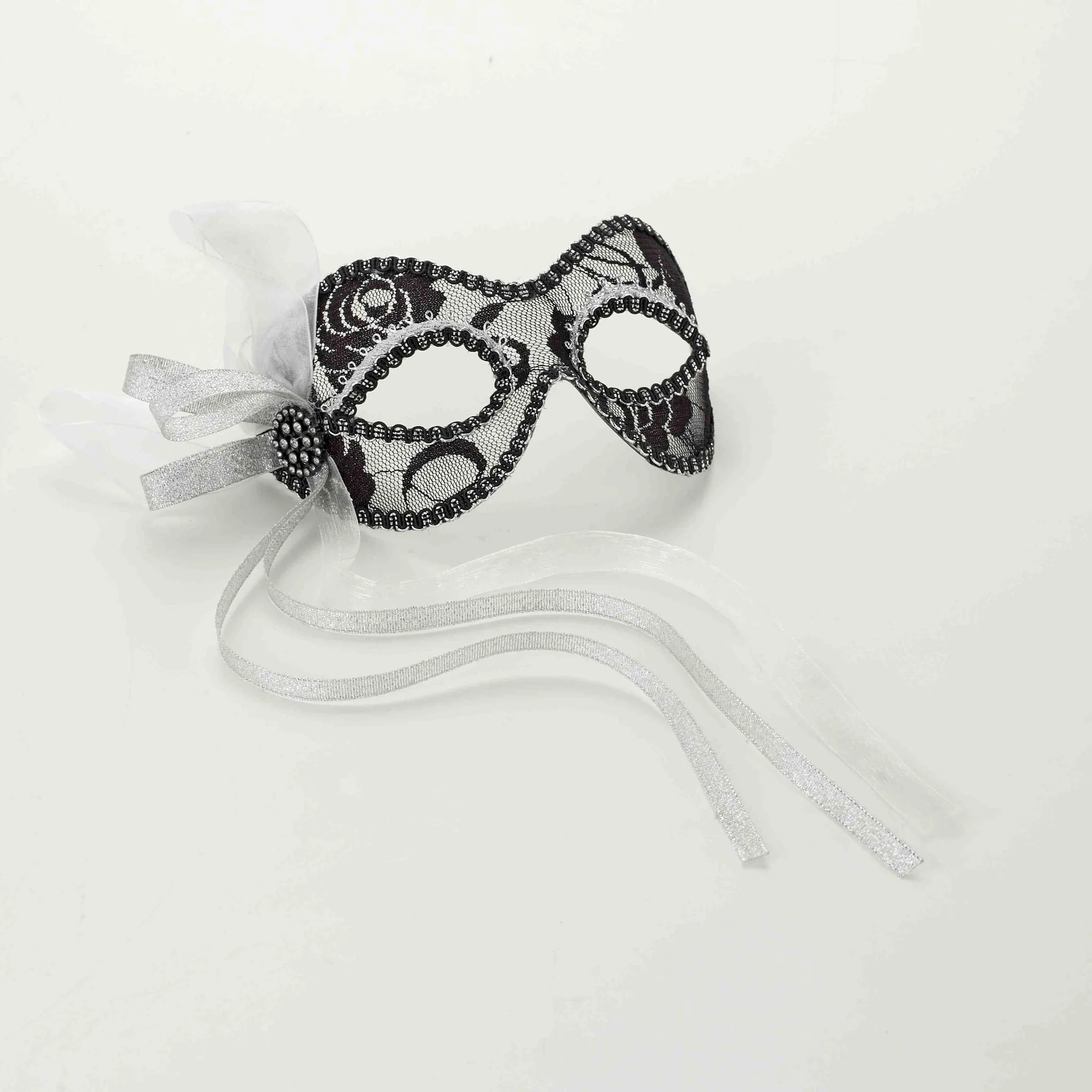Venetian Mask-Lace-Black/Silver