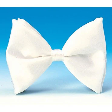 White Satin Clip On  Bow Tie