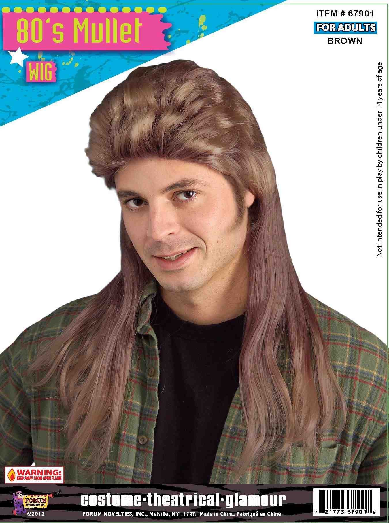 Wig-80's Long Mullet-Brown