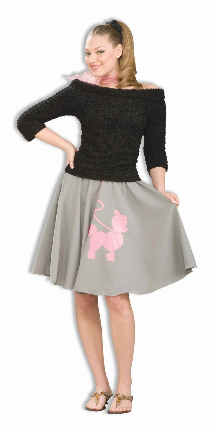 Women's 50's Costume Poodle Skirt Grey