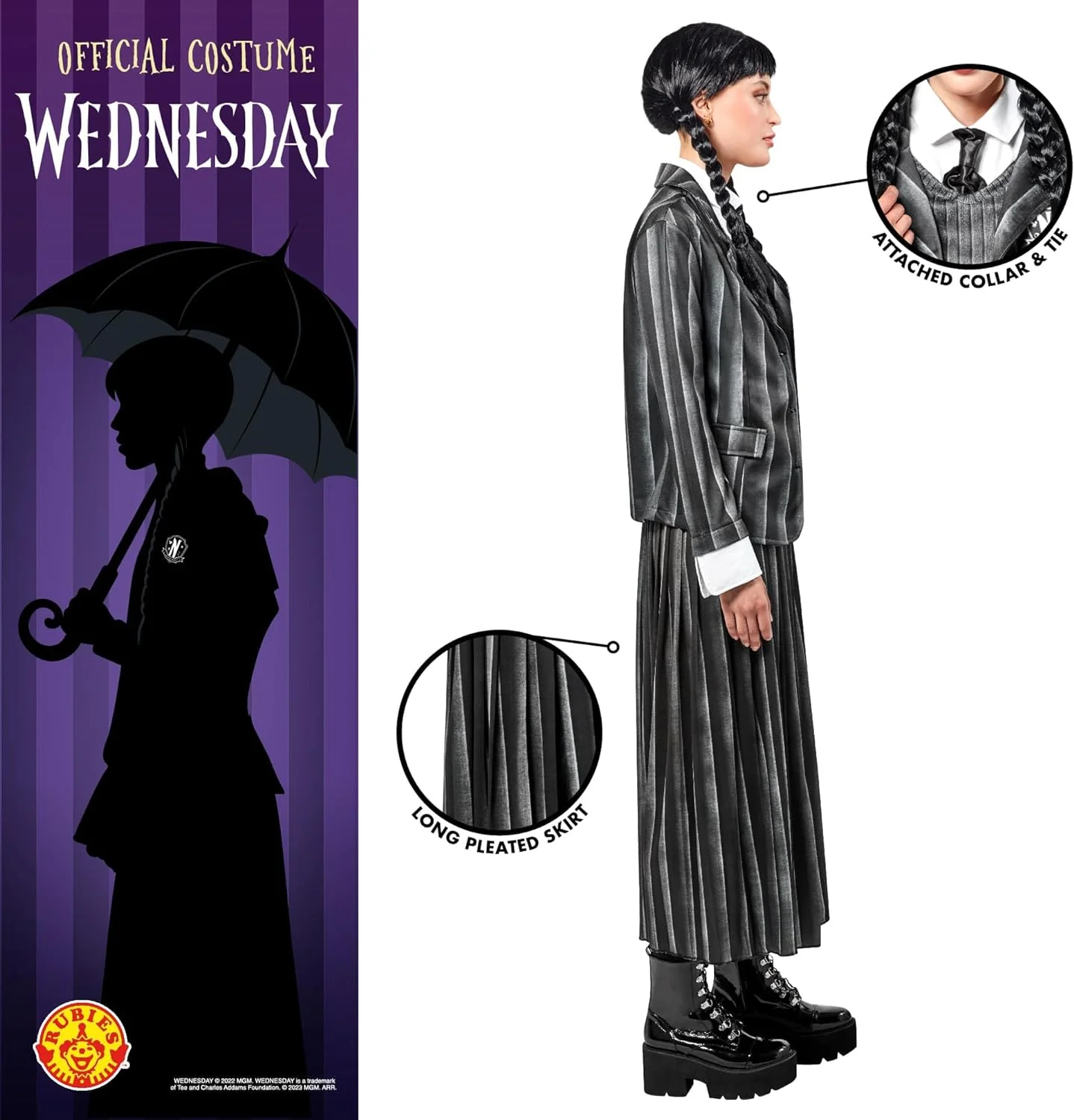 Womens Addams Family Wednesday Addams Nevermore Academy Costume - Image 3